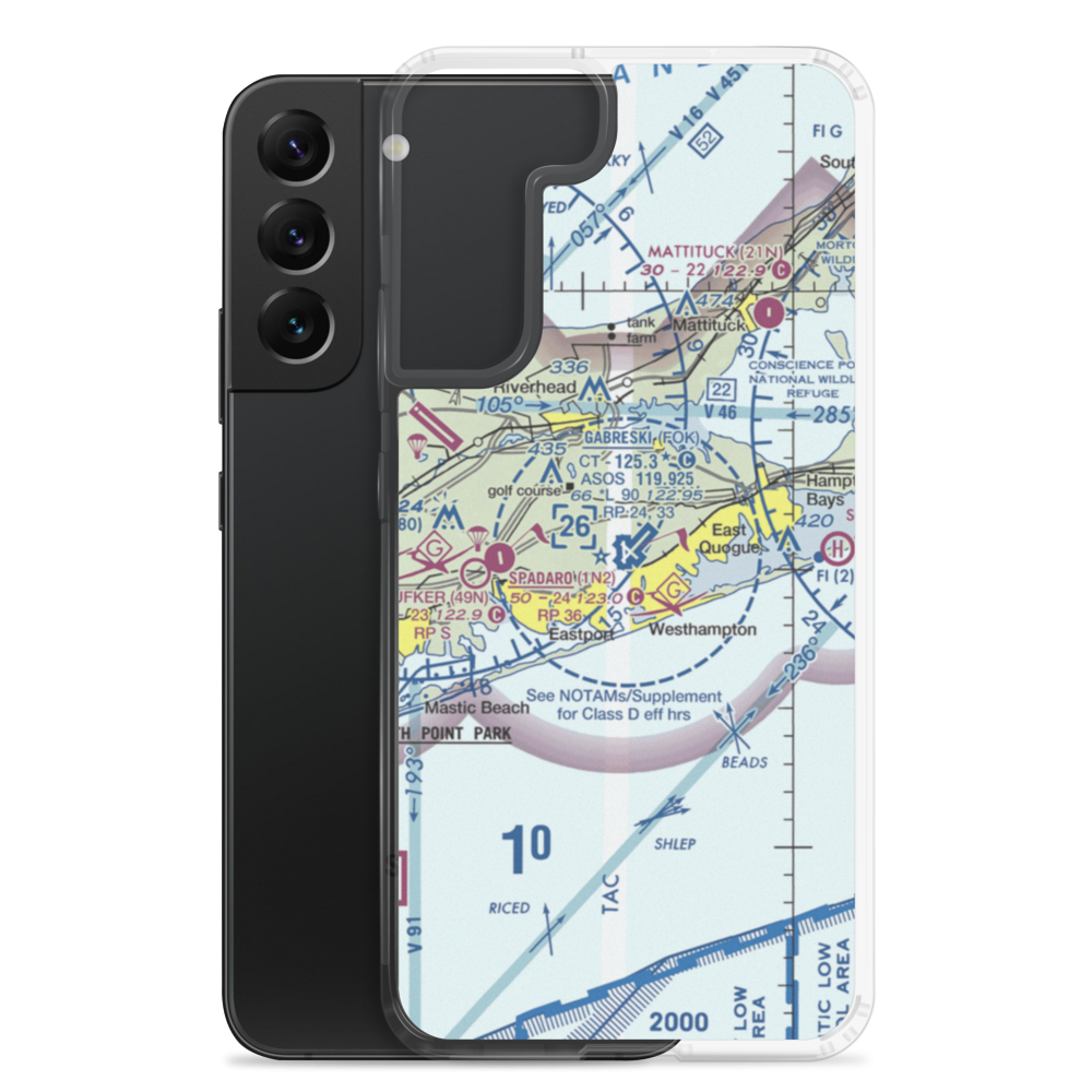 Francis S Gabreski Airport (FOK) VFR Sectional Samsung Case Samsung Galaxy S22 Plus model shown