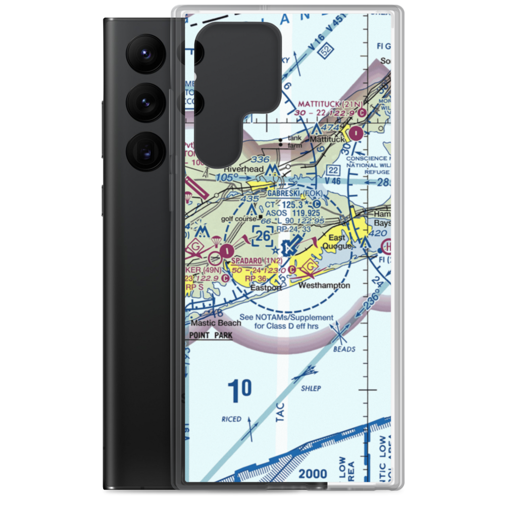 Francis S Gabreski Airport (FOK) VFR Sectional Samsung Case Samsung Galaxy S22 Ultra model shown