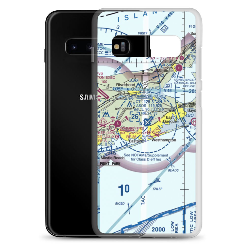 Francis S Gabreski Airport (FOK) VFR Sectional Samsung Case Samsung Galaxy S10+ model shown