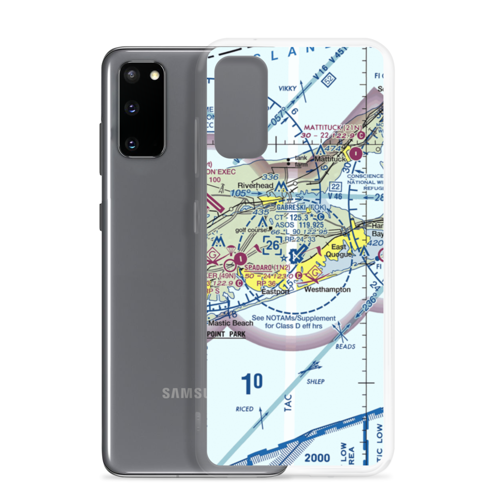 Francis S Gabreski Airport (FOK) VFR Sectional Samsung Case Samsung Galaxy S20 model shown