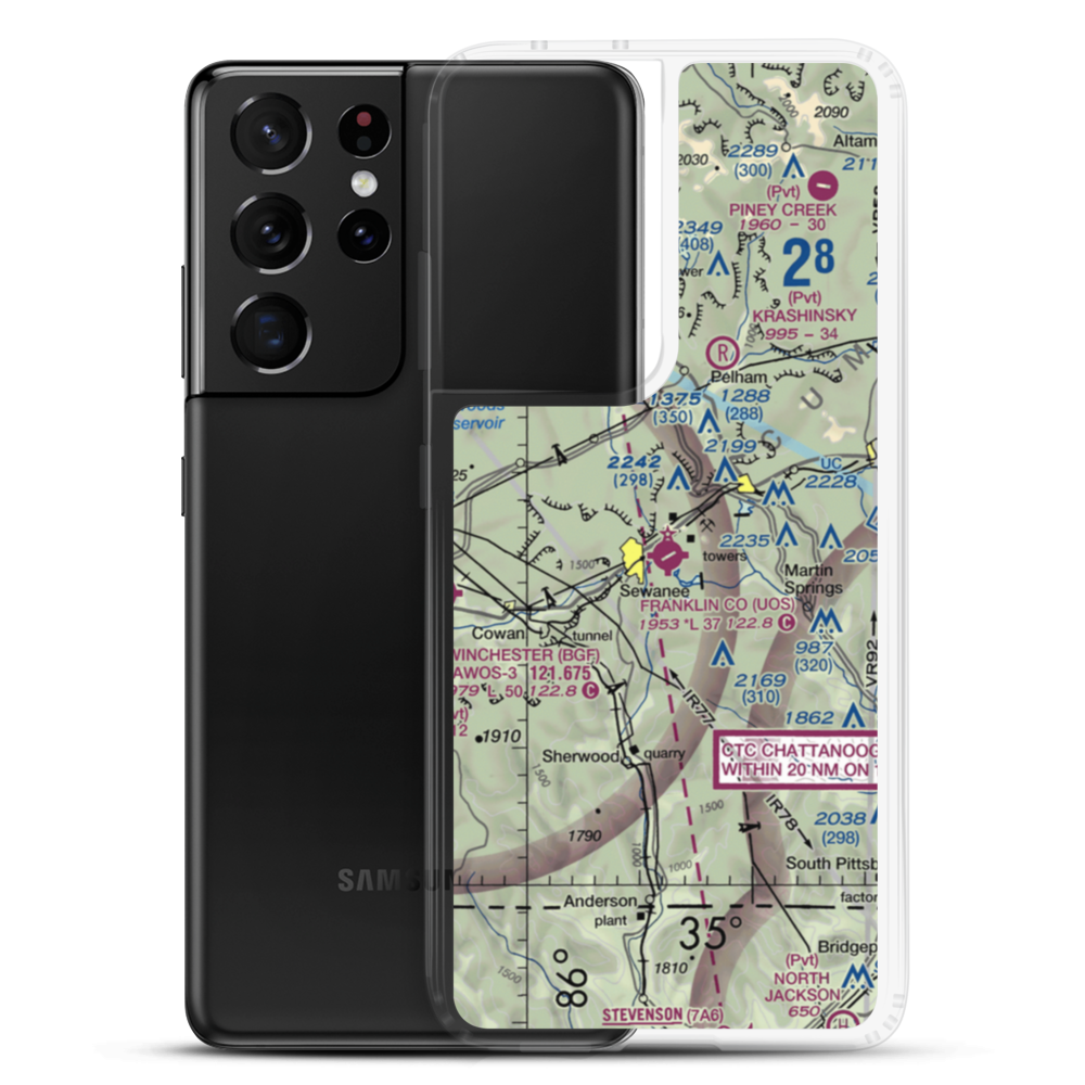 Franklin County Airport (UOS) VFR Sectional Samsung Case Samsung Galaxy S21 Ultra model shown