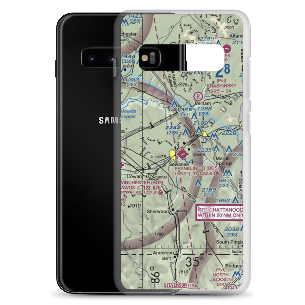Franklin County Airport (UOS) VFR Sectional Samsung Case Samsung Galaxy S10+ model shown
