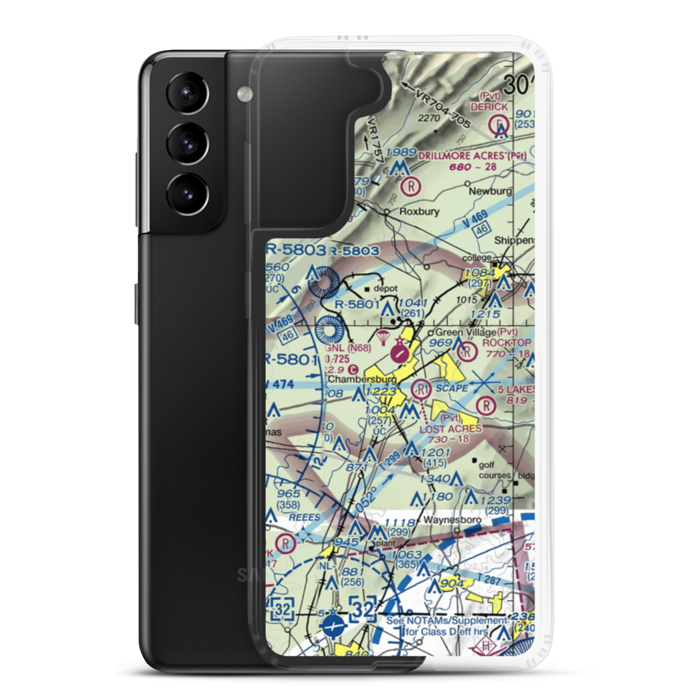 Franklin County Regional Airport (N68) VFR Sectional Samsung Case Samsung Galaxy S21 Plus model shown
