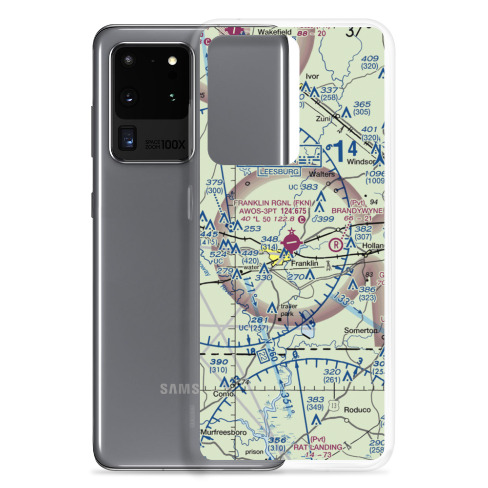 Franklin Regional Airport (FKN) VFR Sectional Samsung Case Samsung Galaxy S20 Ultra model shown