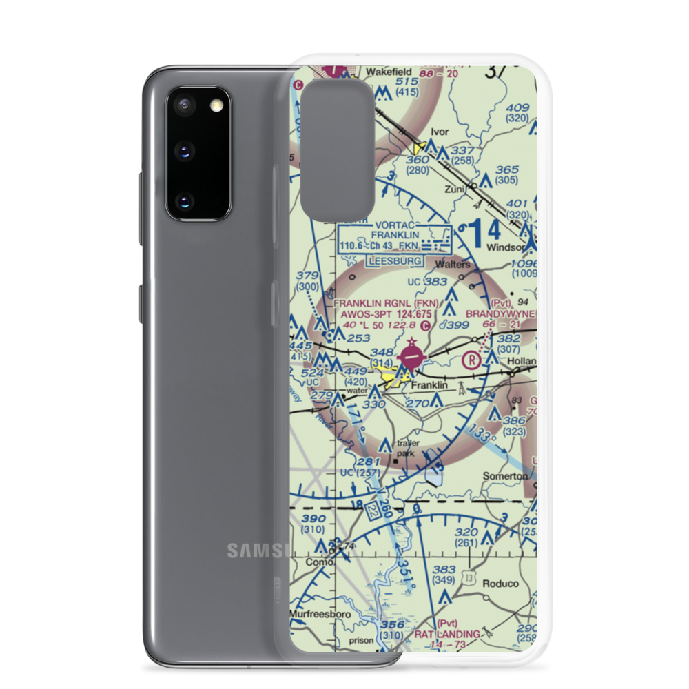Franklin Regional Airport (FKN) VFR Sectional Samsung Case Samsung Galaxy S20 model shown