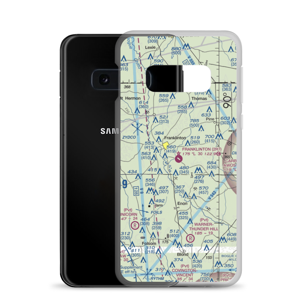 Franklinton Airport (2R7) VFR Sectional Samsung Case Samsung Galaxy S10e model shown