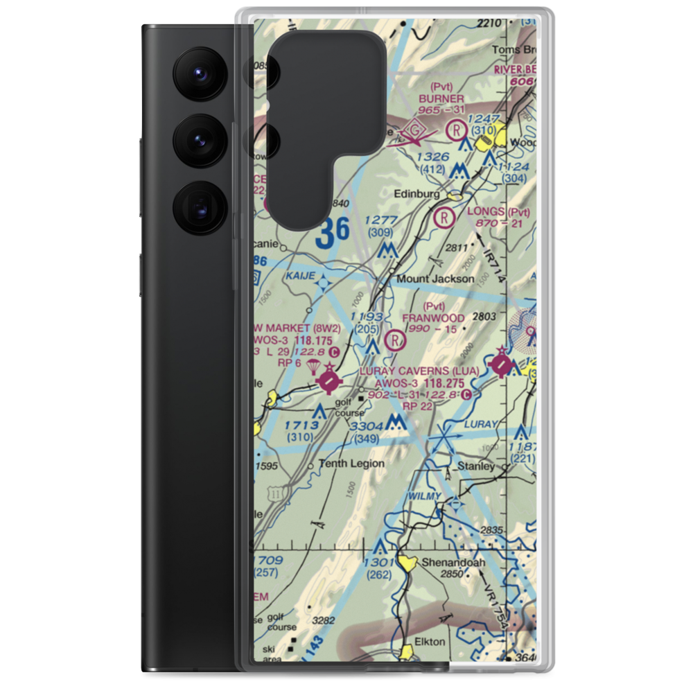 Franwood Farms Inc. Airport (9VA4) VFR Sectional Samsung Case Samsung Galaxy S22 Ultra model shown