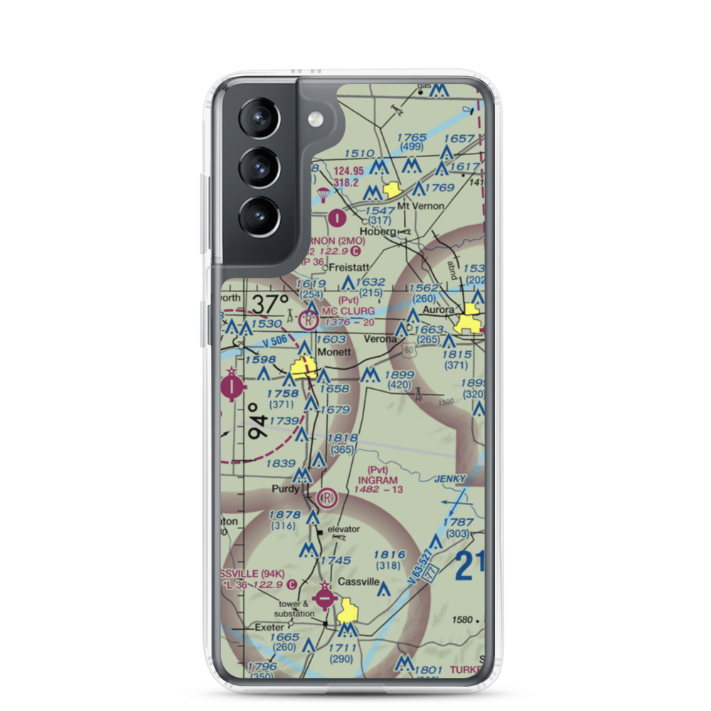 Frazier Airport (8MO8) VFR Sectional Samsung Case Samsung Galaxy S21 model shown
