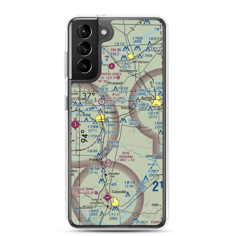 Frazier Airport (8MO8) VFR Sectional Samsung Case Samsung Galaxy S21 Plus model shown