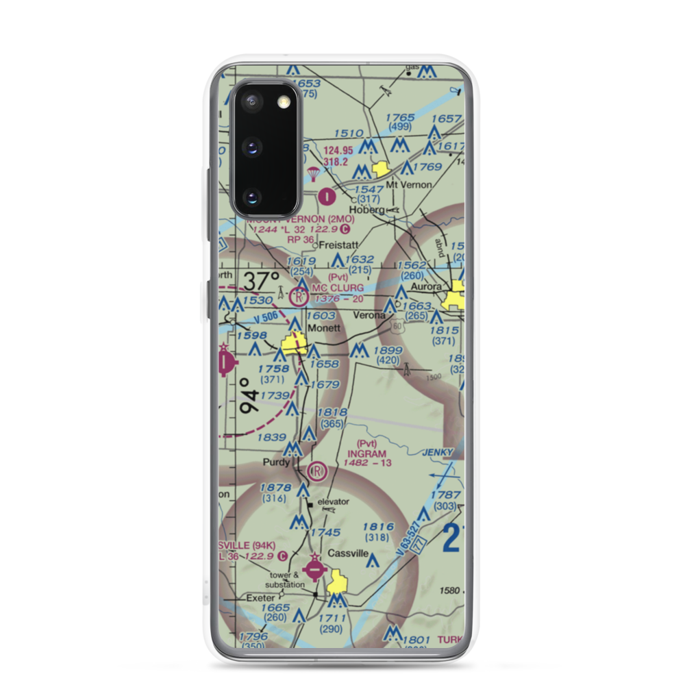 Frazier Airport (8MO8) VFR Sectional Samsung Case Samsung Galaxy S20 model shown