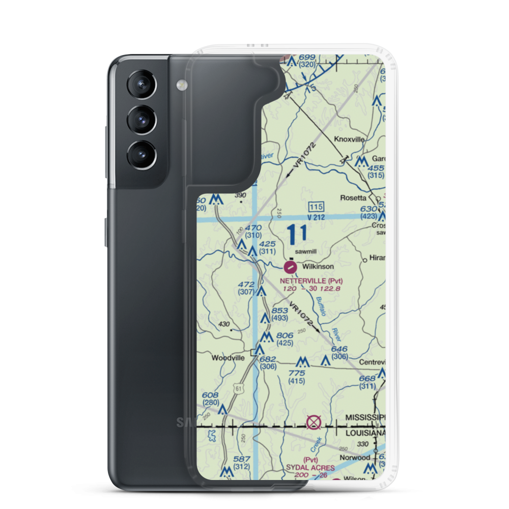 Fred Netterville Lbr Co Wilkinson Commnty Airport (MS57) VFR Sectional Samsung Case Samsung Galaxy S21 model shown