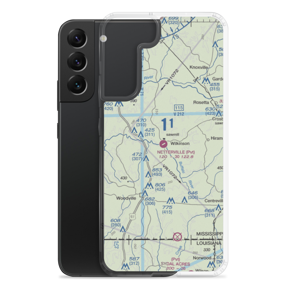 Fred Netterville Lbr Co Wilkinson Commnty Airport (MS57) VFR Sectional Samsung Case Samsung Galaxy S22 Plus model shown