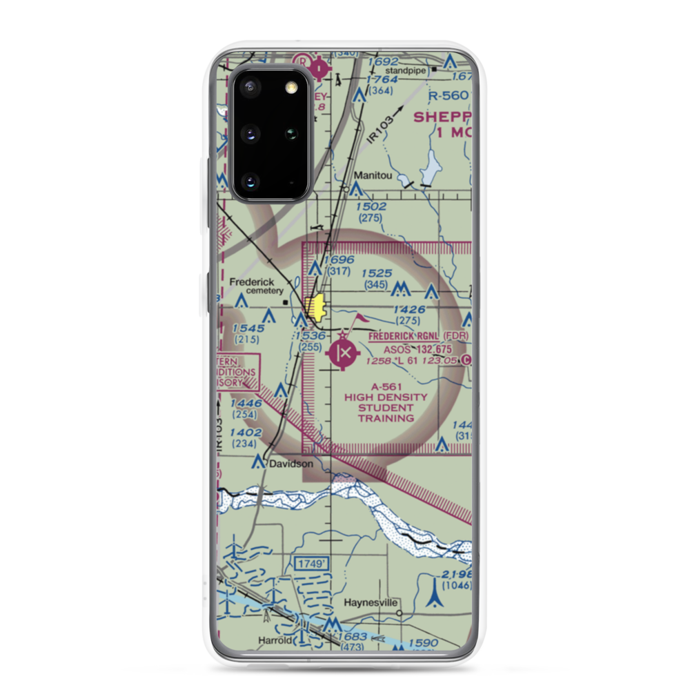 Frederick Regional Airport (FDR) VFR Sectional Samsung Case Samsung Galaxy S20 Plus model shown