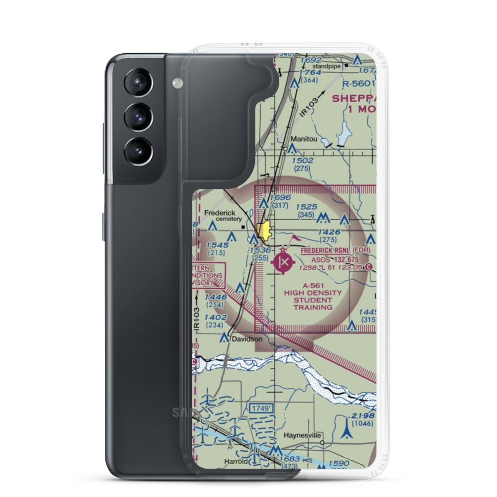 Frederick Regional Airport (FDR) VFR Sectional Samsung Case Samsung Galaxy S21 model shown
