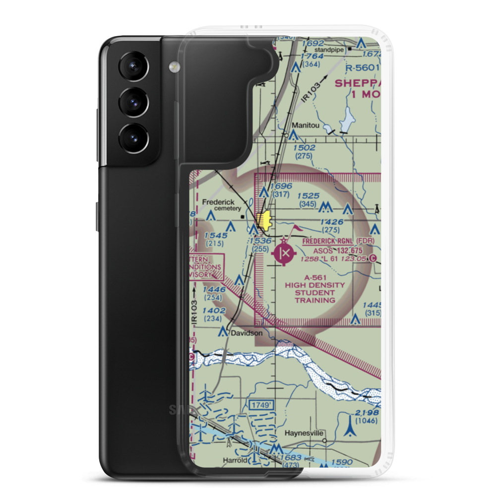 Frederick Regional Airport (FDR) VFR Sectional Samsung Case Samsung Galaxy S21 Plus model shown