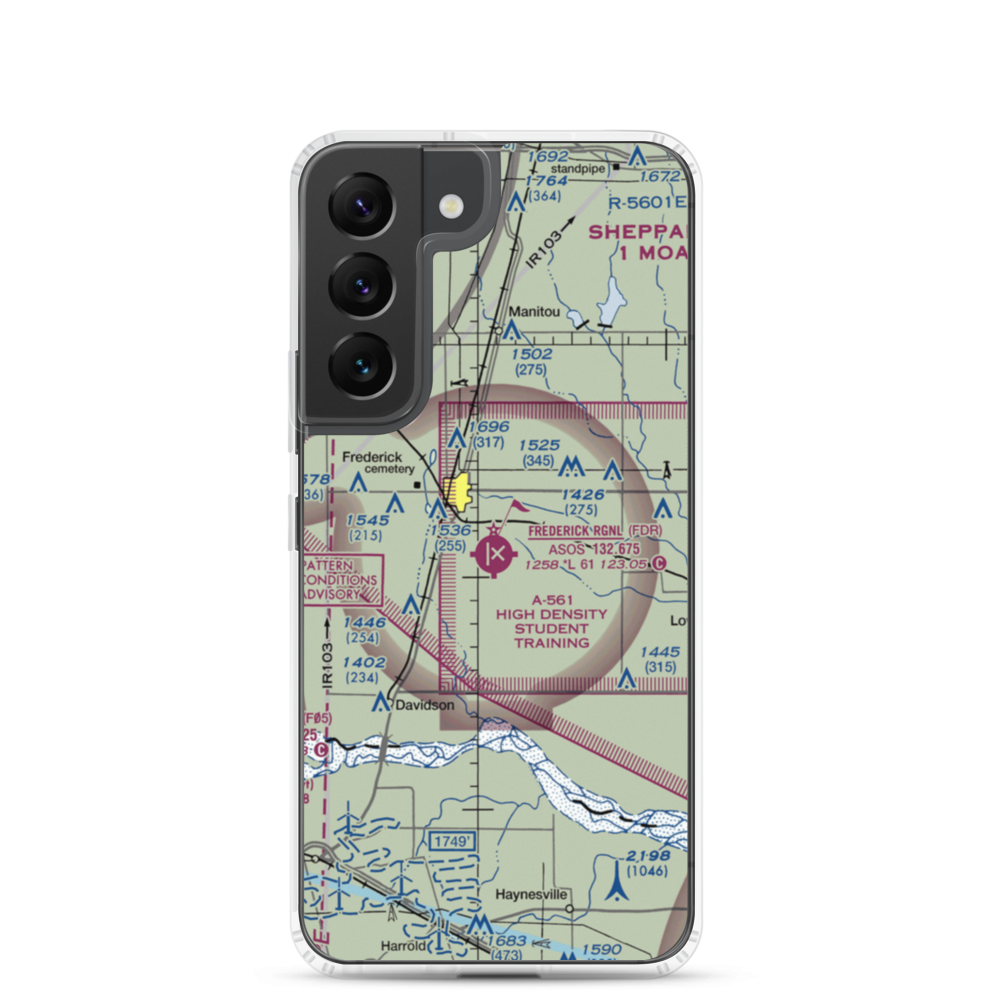 Frederick Regional Airport (FDR) VFR Sectional Samsung Case Samsung Galaxy S22 model shown