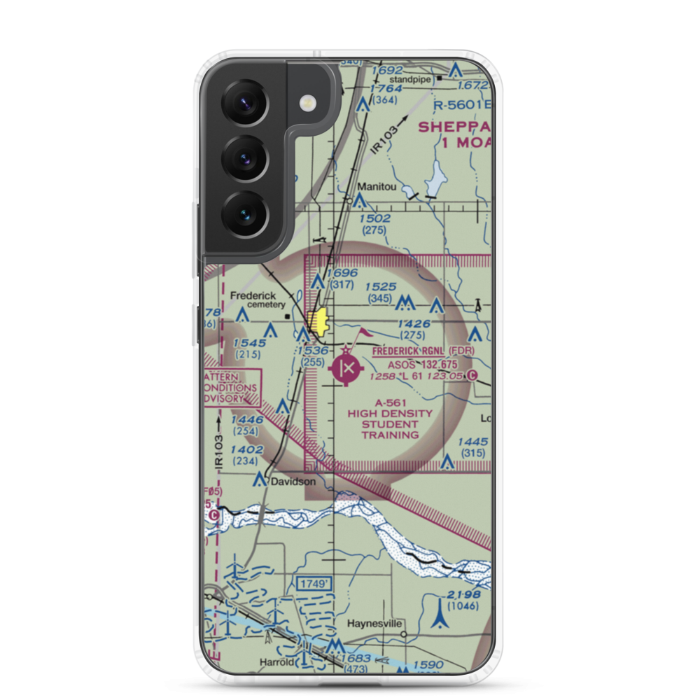 Frederick Regional Airport (FDR) VFR Sectional Samsung Case Samsung Galaxy S22 Plus model shown
