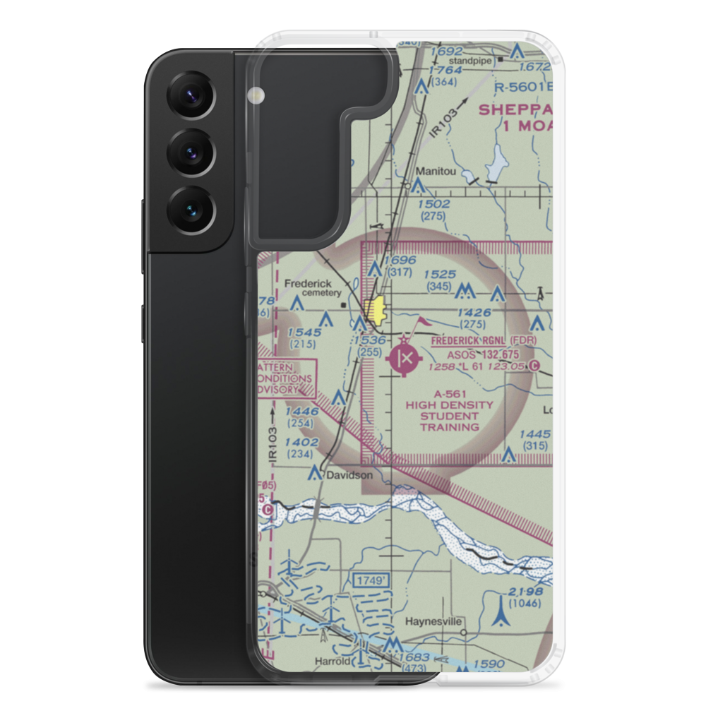 Frederick Regional Airport (FDR) VFR Sectional Samsung Case Samsung Galaxy S22 Plus model shown