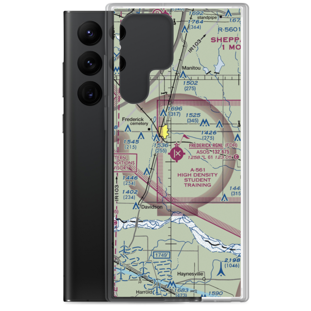 Frederick Regional Airport (FDR) VFR Sectional Samsung Case Samsung Galaxy S22 Ultra model shown