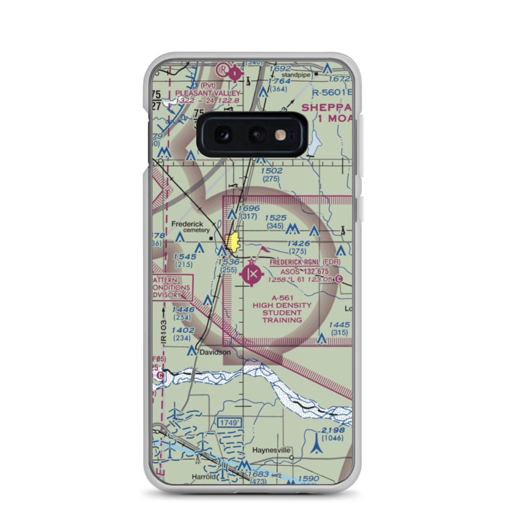 Frederick Regional Airport (FDR) VFR Sectional Samsung Case Samsung Galaxy S10e model shown