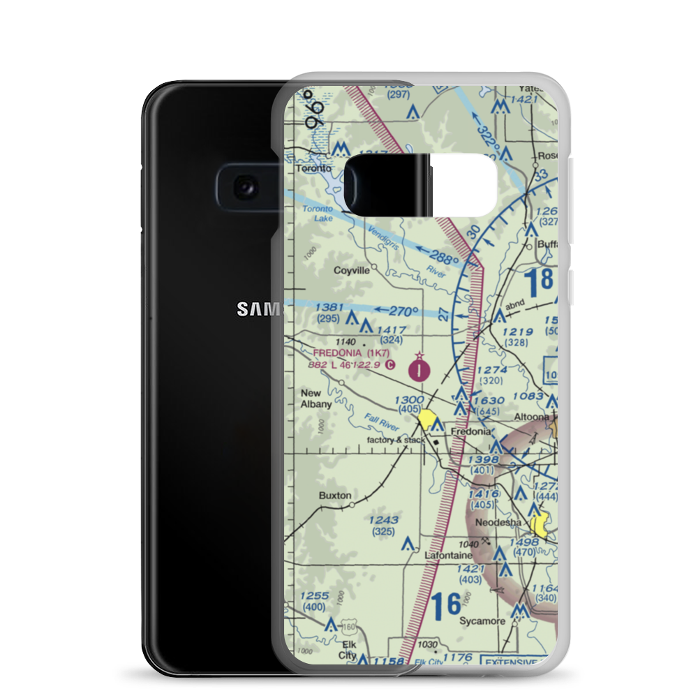 Fredonia Airport (1K7) VFR Sectional Samsung Case Samsung Galaxy S10e model shown