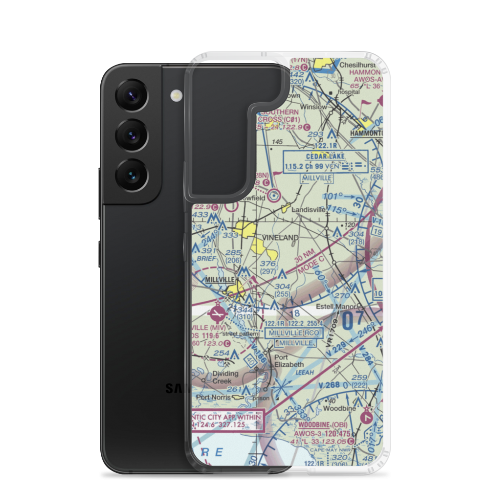 Free Spirit Airport (NJ81) VFR Sectional Samsung Case Samsung Galaxy S22 model shown