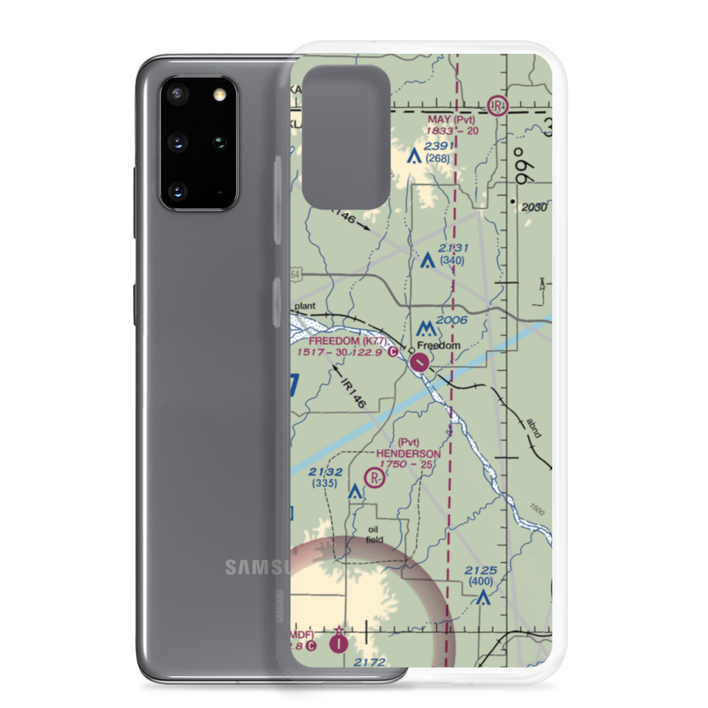 Freedom Municipal Airport (K77) VFR Sectional Samsung Case Samsung Galaxy S20 Plus model shown