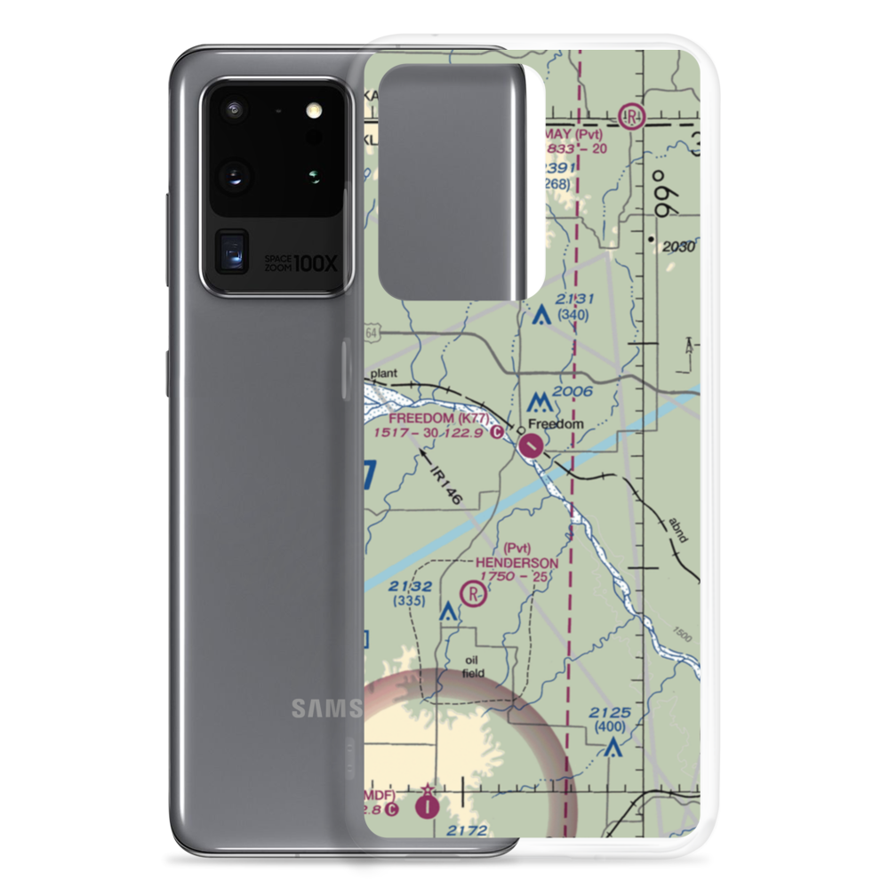 Freedom Municipal Airport (K77) VFR Sectional Samsung Case Samsung Galaxy S20 Ultra model shown