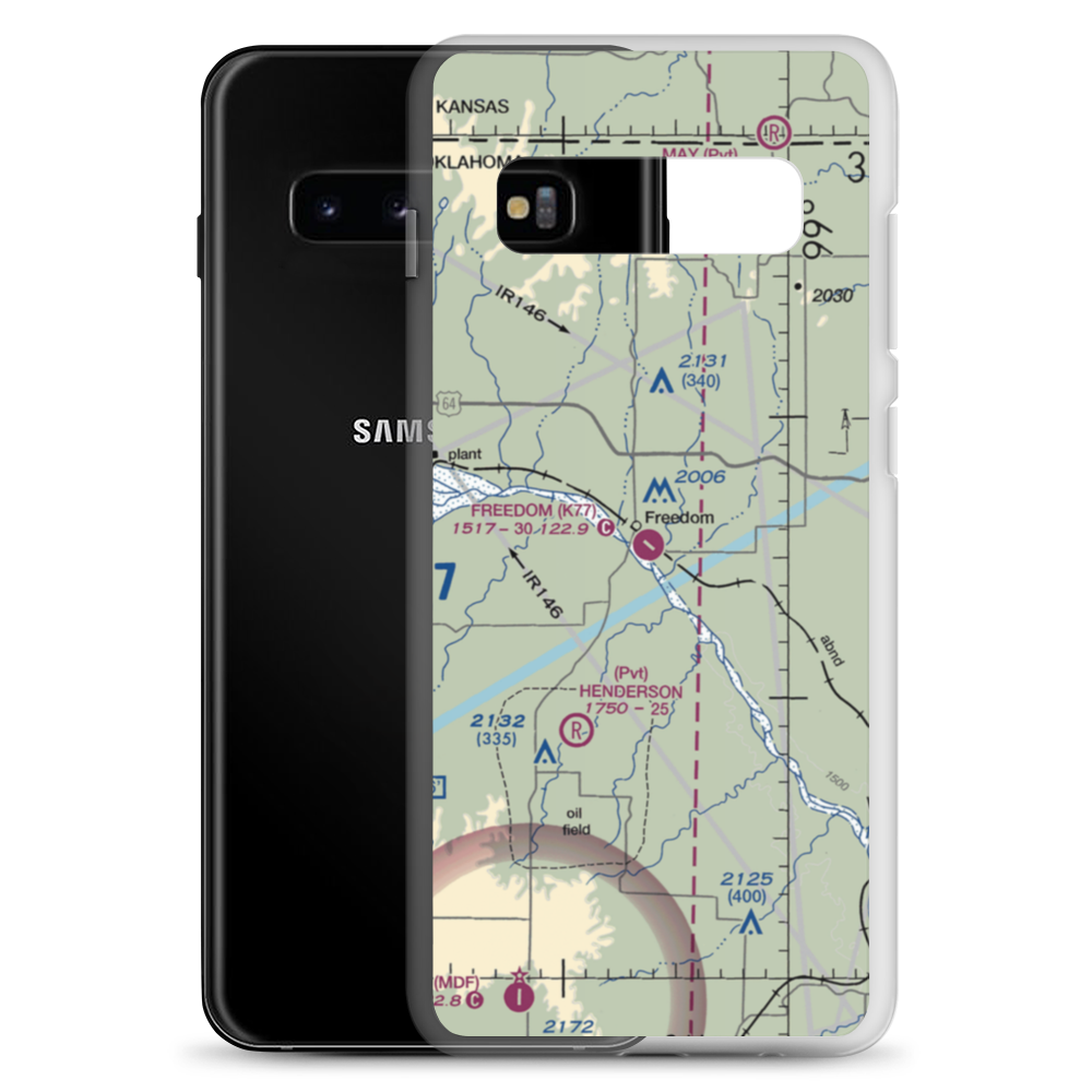 Freedom Municipal Airport (K77) VFR Sectional Samsung Case Samsung Galaxy S10+ model shown