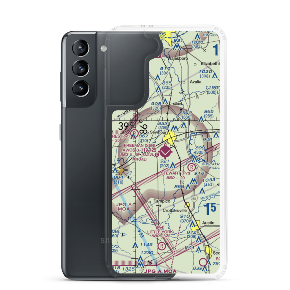Freeman Municipal Airport (SER) VFR Sectional Samsung Case Samsung Galaxy S21 model shown