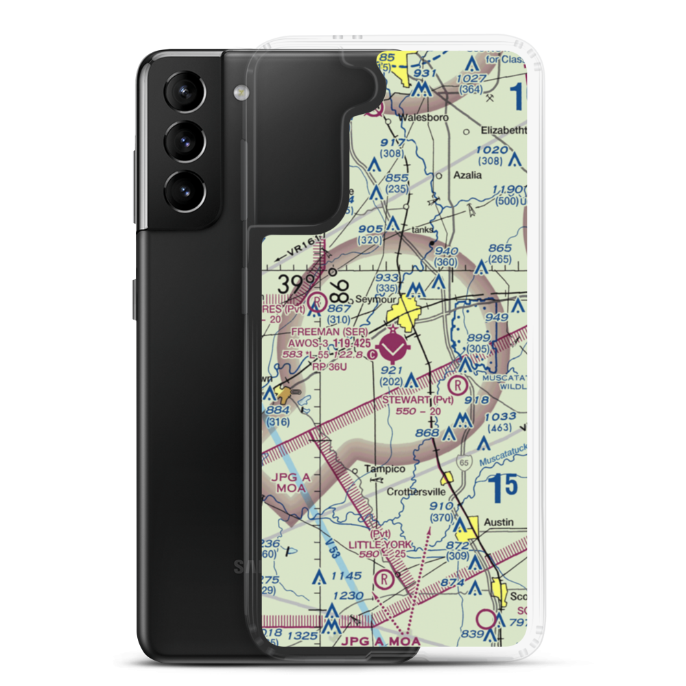 Freeman Municipal Airport (SER) VFR Sectional Samsung Case Samsung Galaxy S21 Plus model shown
