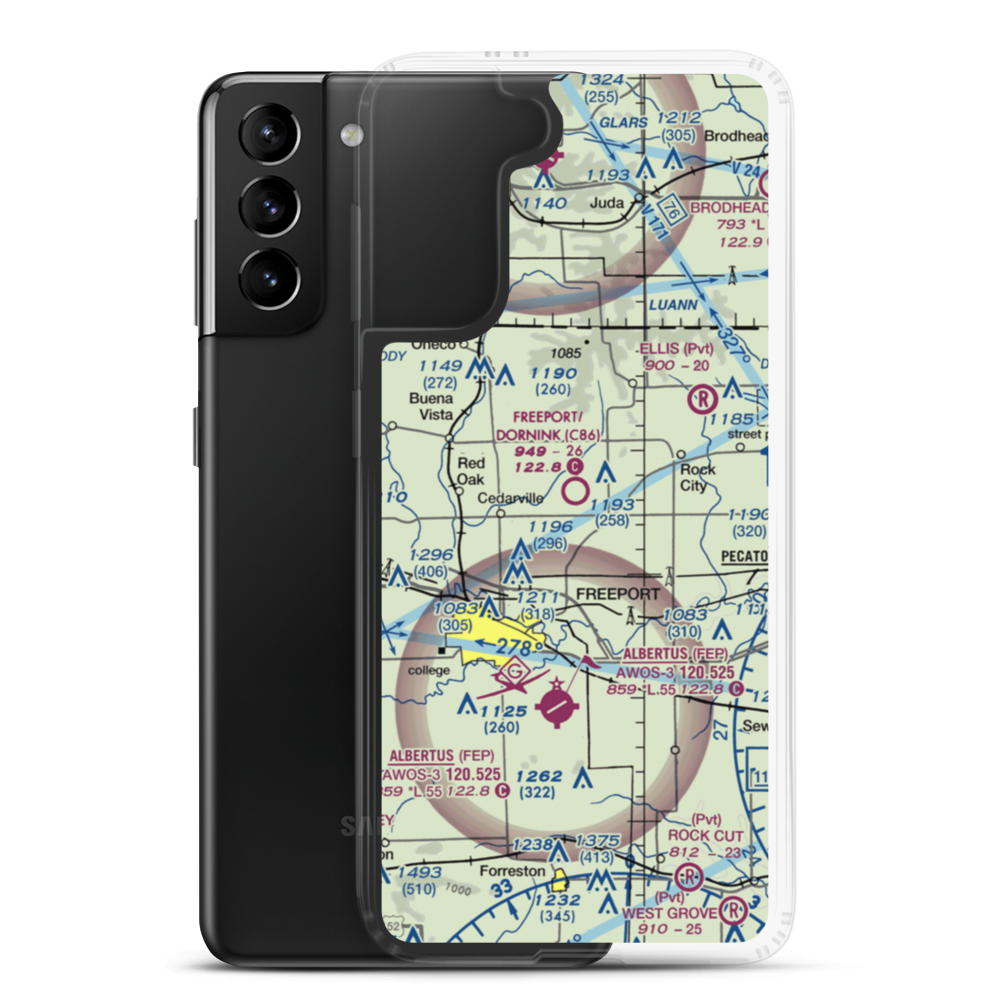 Freeport/Dornink Airport (C86) VFR Sectional Samsung Case Samsung Galaxy S21 Plus model shown