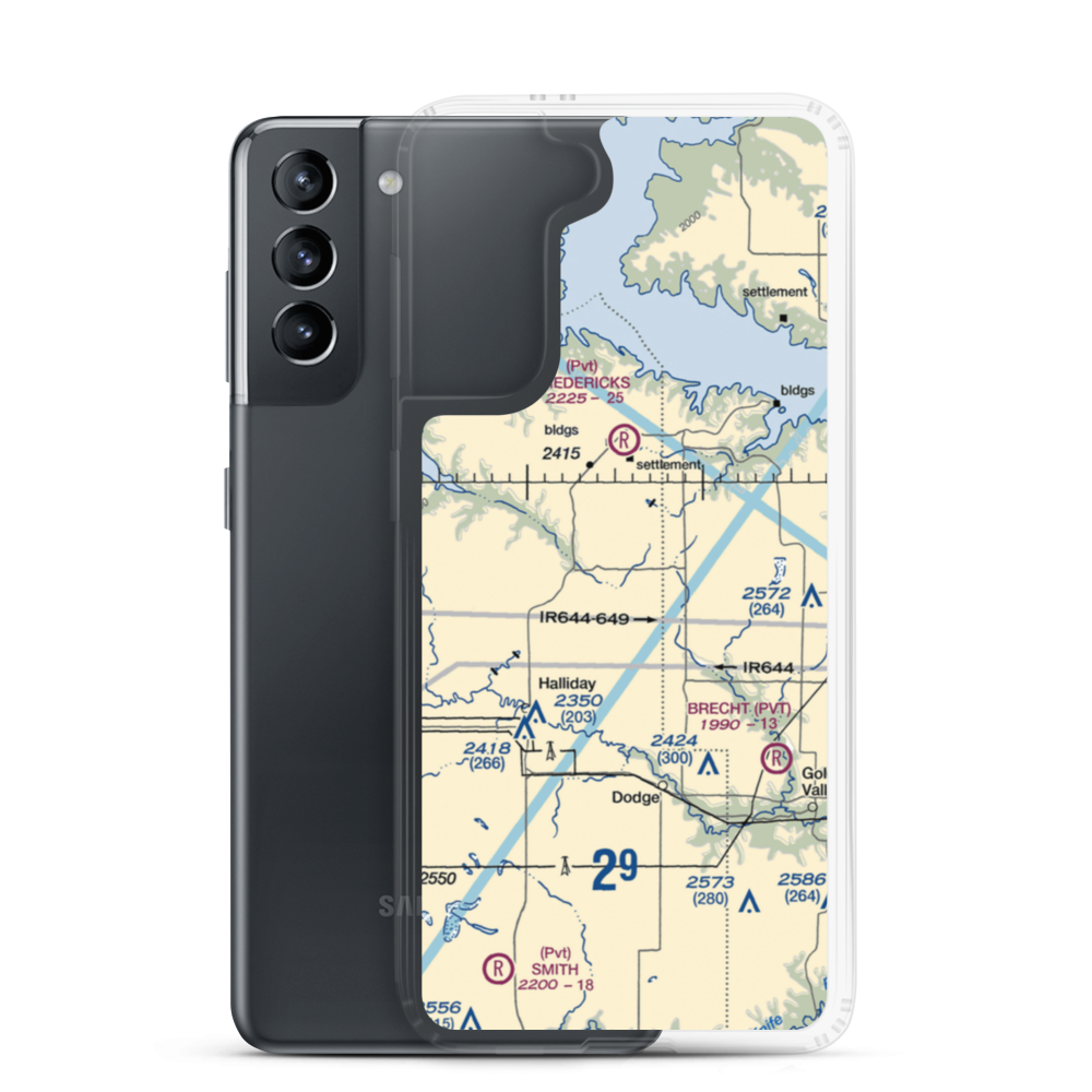 Frei Private Airport (ND16) VFR Sectional Samsung Case Samsung Galaxy S21 model shown