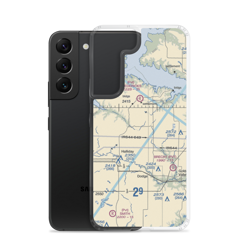 Frei Private Airport (ND16) VFR Sectional Samsung Case Samsung Galaxy S22 model shown