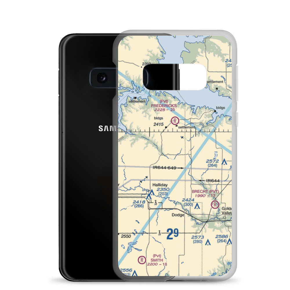 Frei Private Airport (ND16) VFR Sectional Samsung Case Samsung Galaxy S10e model shown