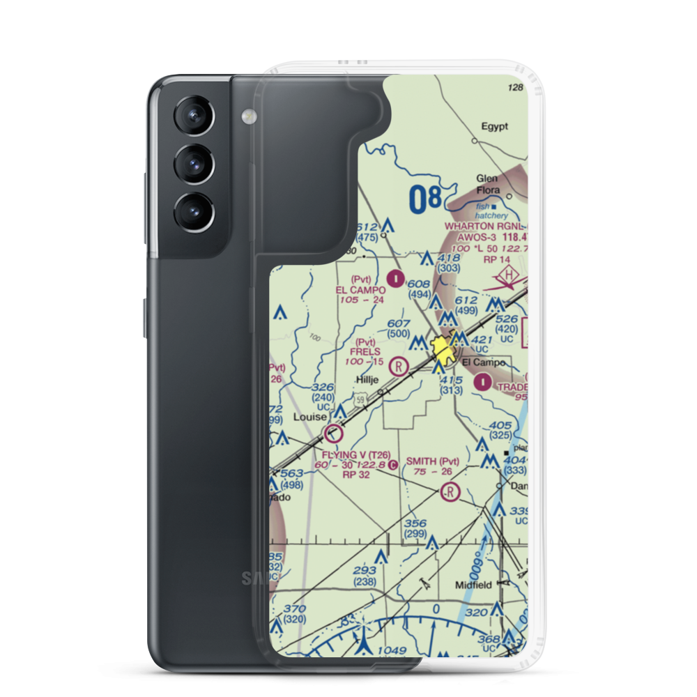 Frels Airport (2TE4) VFR Sectional Samsung Case Samsung Galaxy S21 model shown