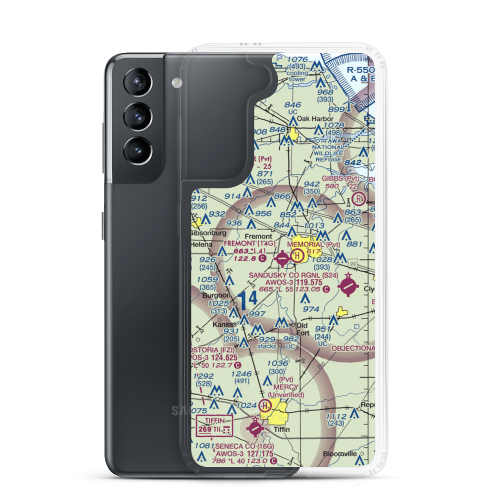 Fremont Airport (14G) VFR Sectional Samsung Case Samsung Galaxy S21 model shown