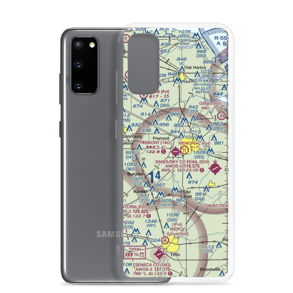 Fremont Airport (14G) VFR Sectional Samsung Case Samsung Galaxy S20 model shown