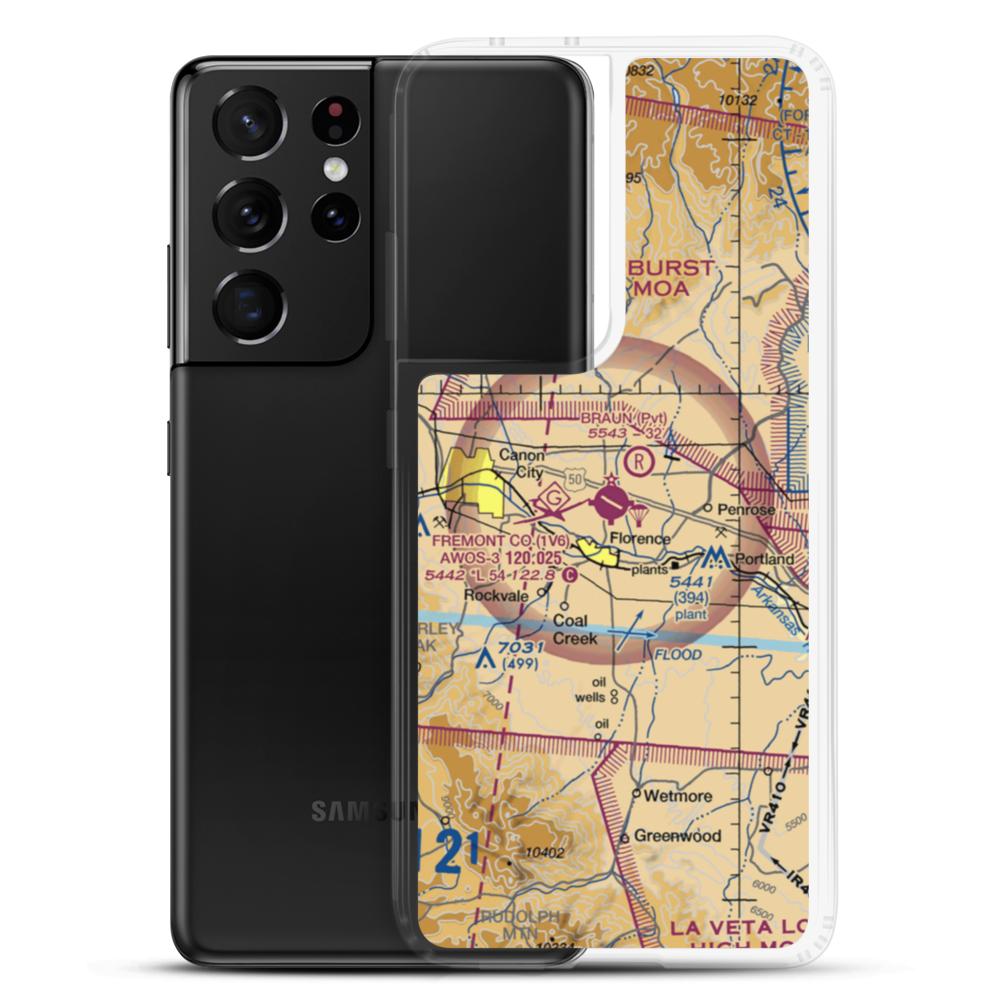 Fremont County Airport (1V6) VFR Sectional Samsung Case Samsung Galaxy S21 Ultra model shown