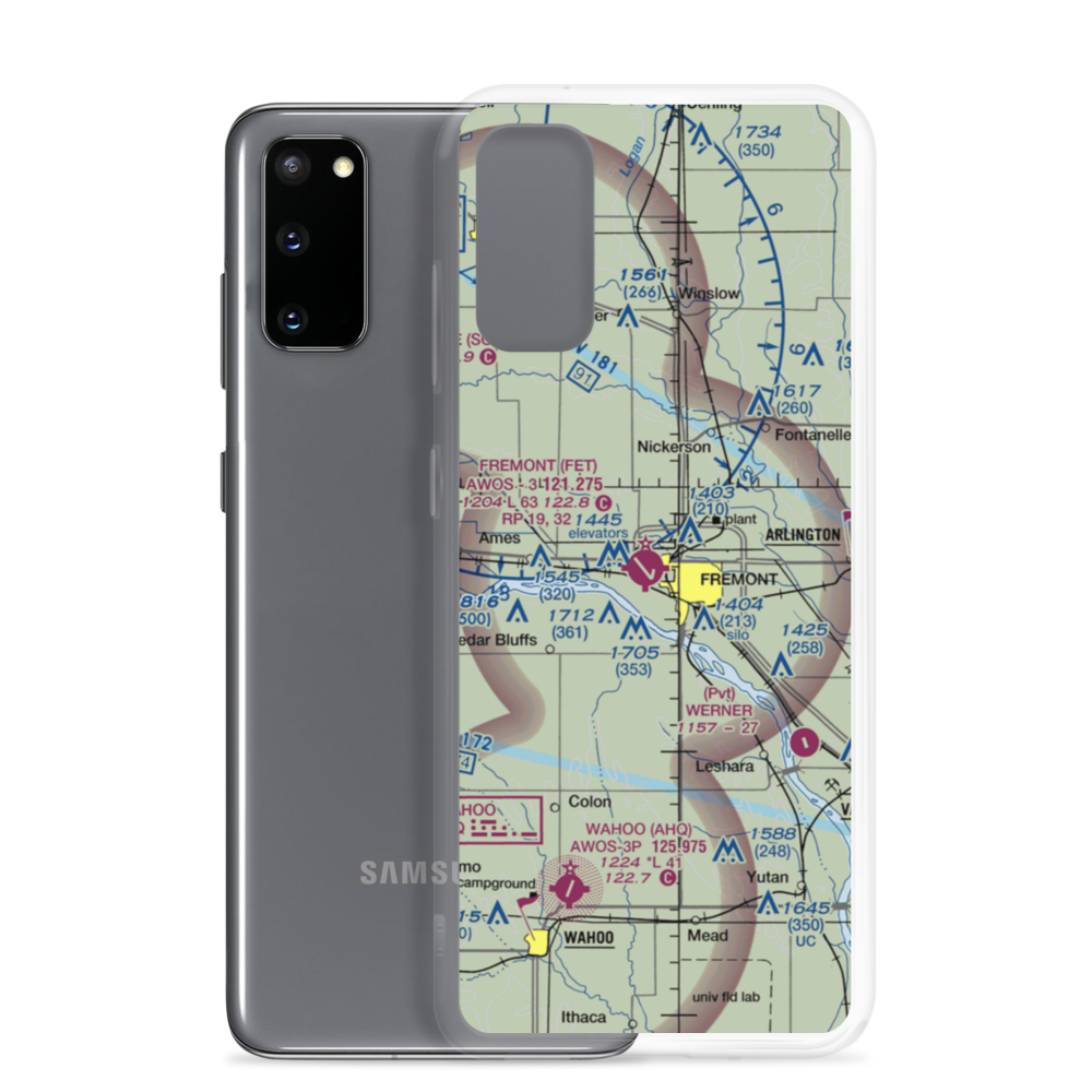 Fremont Municipal Airport (FET) VFR Sectional Samsung Case Samsung Galaxy S20 model shown