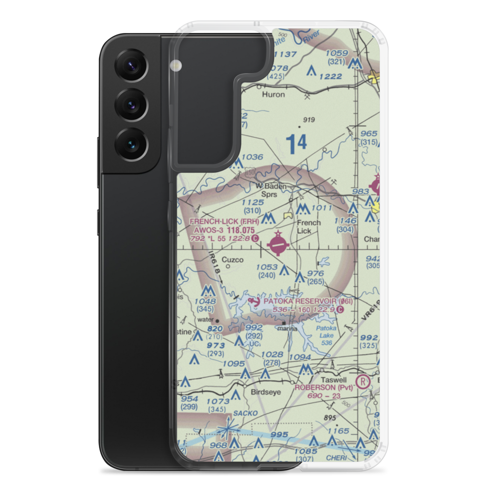 French Lick Municipal Airport (FRH) VFR Sectional Samsung Case Samsung Galaxy S22 Plus model shown