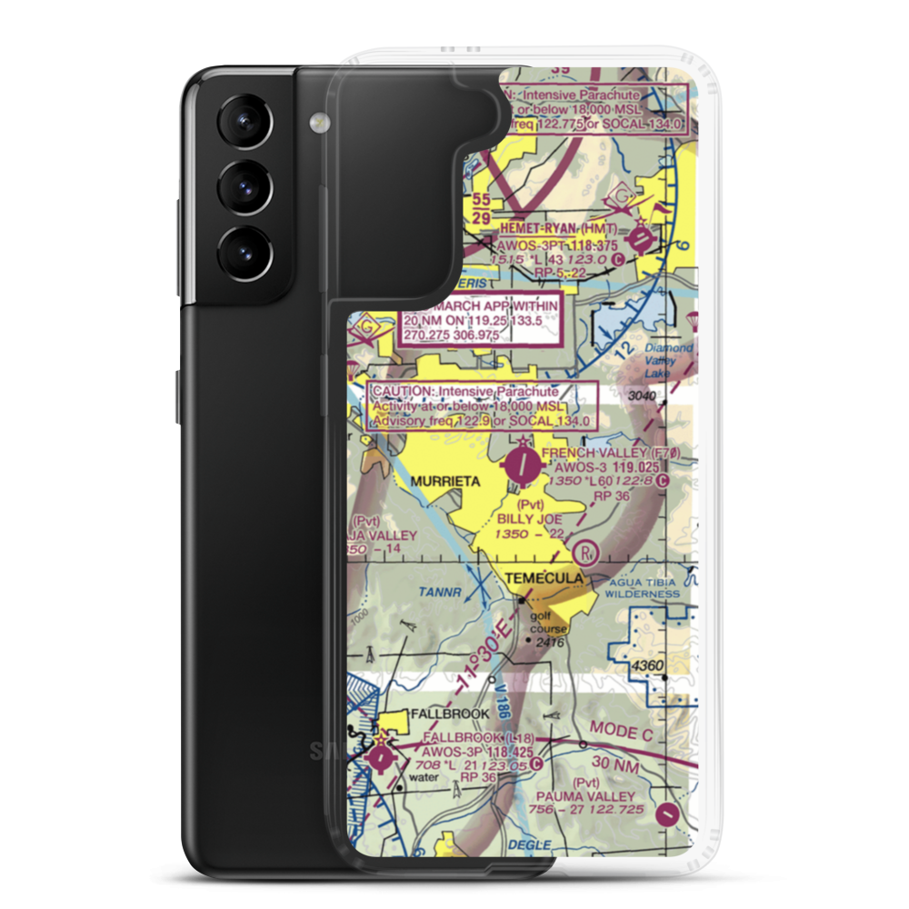French Valley Airport (F70) VFR Sectional Samsung Case Samsung Galaxy S21 Plus model shown