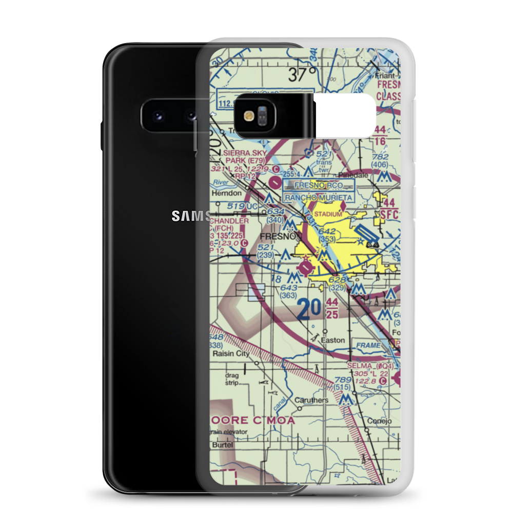 Fresno Chandler Executive Airport (FCH) VFR Sectional Samsung Case Samsung Galaxy S10 model shown