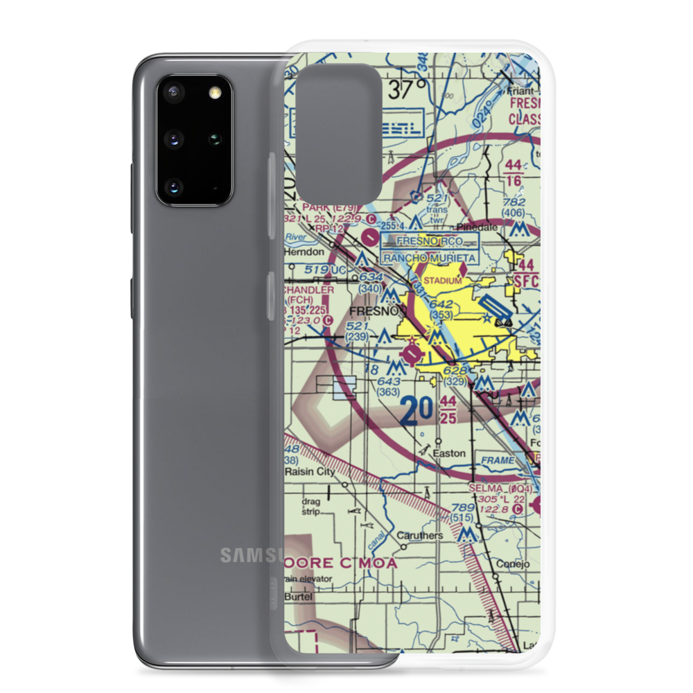 Fresno Chandler Executive Airport (FCH) VFR Sectional Samsung Case Samsung Galaxy S20 Plus model shown