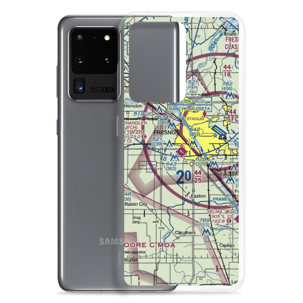 Fresno Chandler Executive Airport (FCH) VFR Sectional Samsung Case Samsung Galaxy S20 Ultra model shown