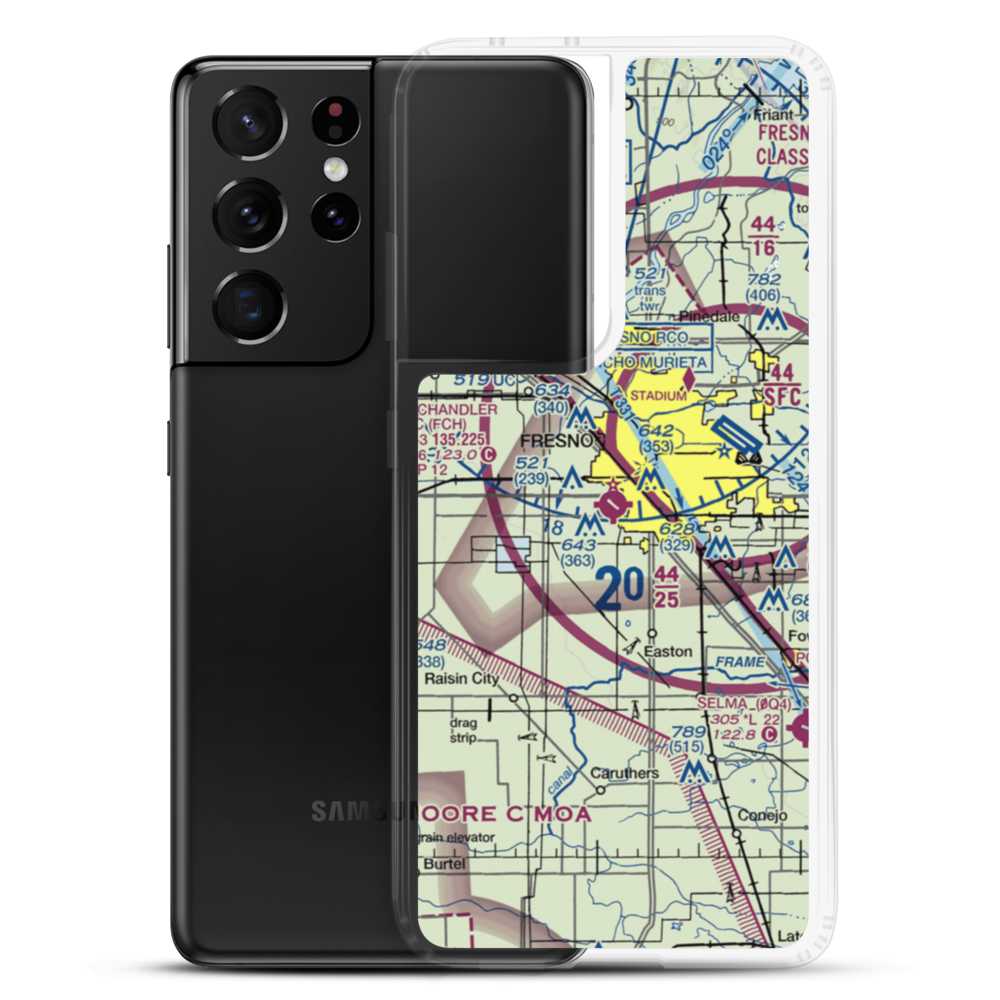 Fresno Chandler Executive Airport (FCH) VFR Sectional Samsung Case Samsung Galaxy S21 Ultra model shown