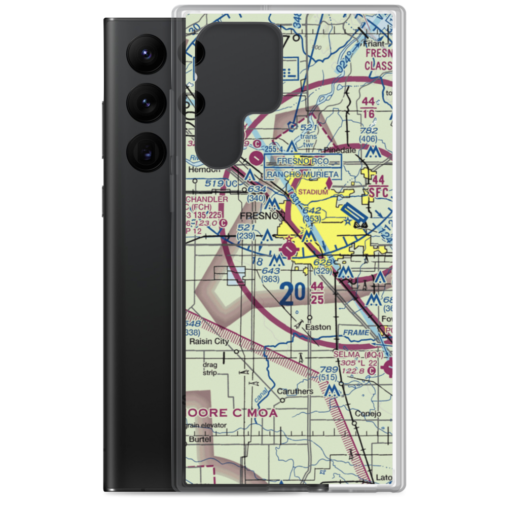 Fresno Chandler Executive Airport (FCH) VFR Sectional Samsung Case Samsung Galaxy S22 Ultra model shown