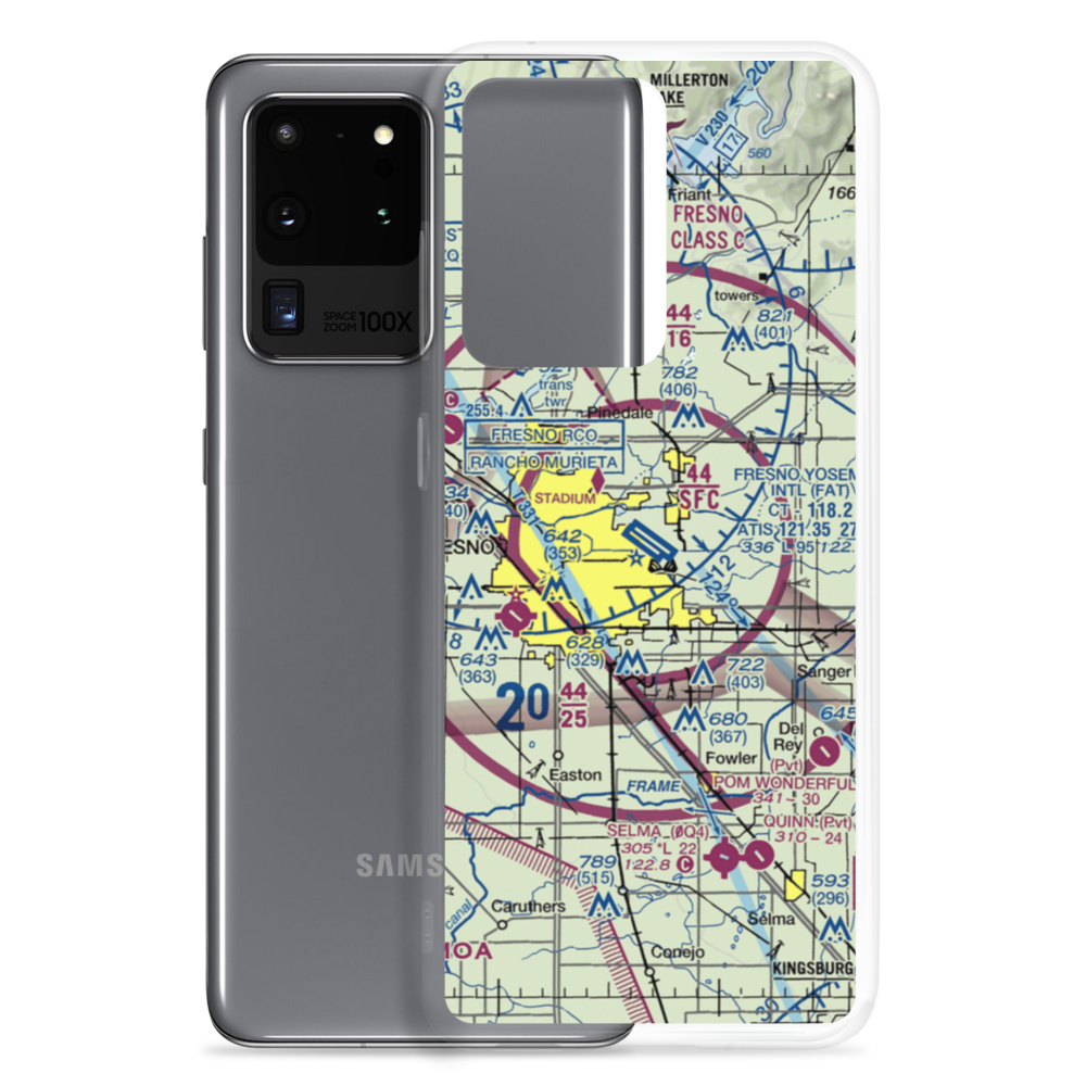 Fresno Yosemite International Airport (FAT) VFR Sectional Samsung Case Samsung Galaxy S20 Ultra model shown