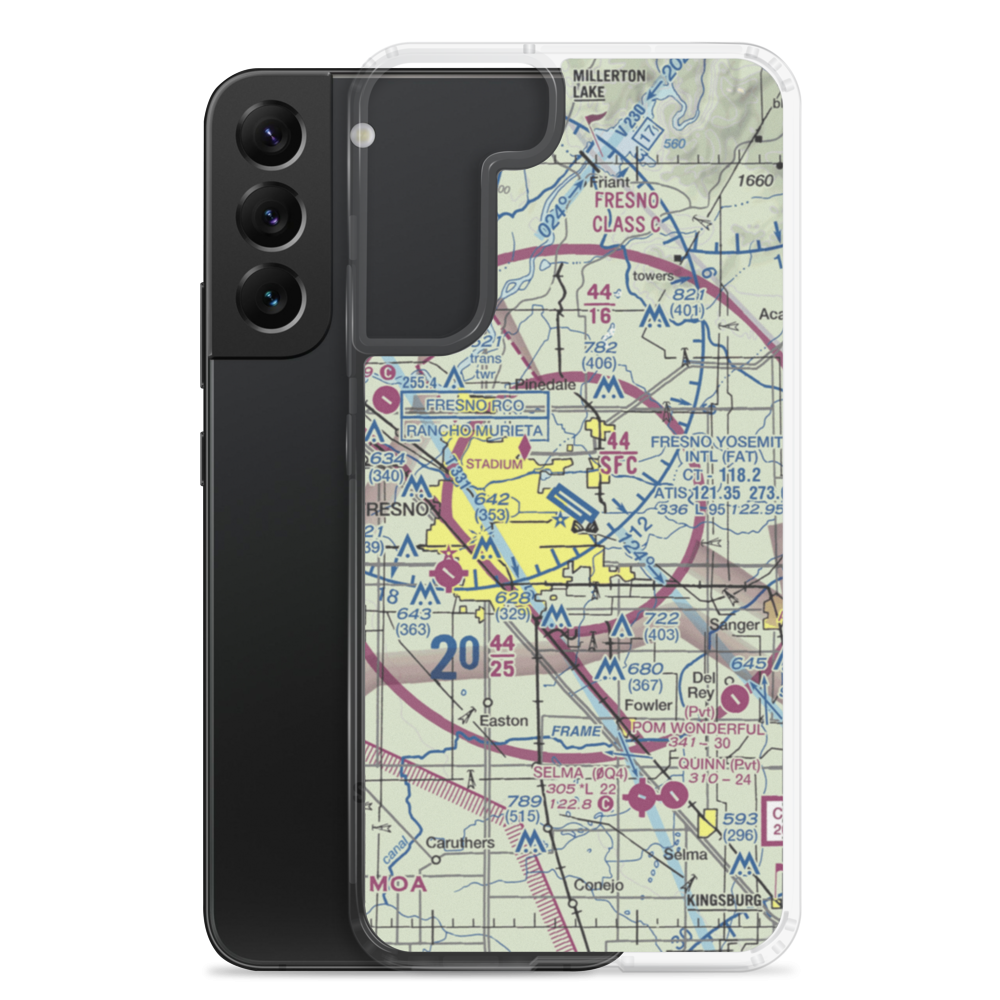 Fresno Yosemite International Airport (FAT) VFR Sectional Samsung Case Samsung Galaxy S22 Plus model shown