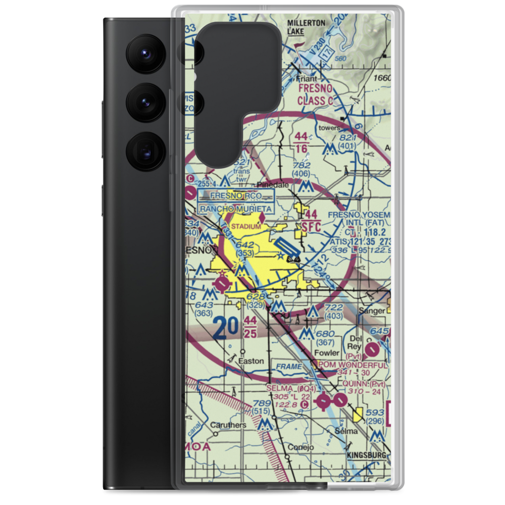 Fresno Yosemite International Airport (FAT) VFR Sectional Samsung Case Samsung Galaxy S22 Ultra model shown